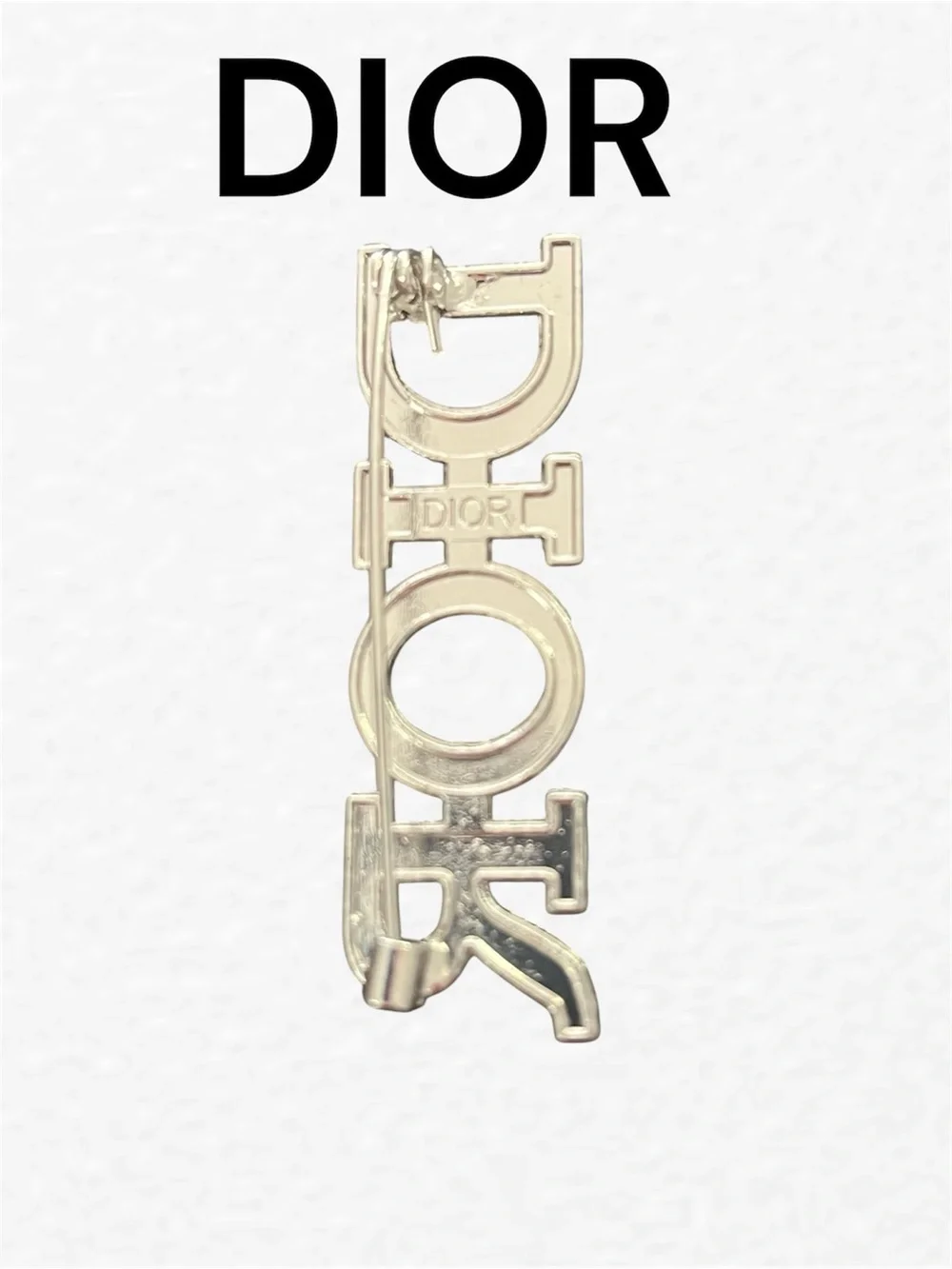 DIOR Silver Tone Clear Rhinestone Brooch Pin